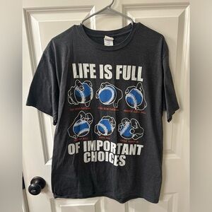 Men’s Gray Graphic T-Shirt with Baseball Design—Pitching Size Large